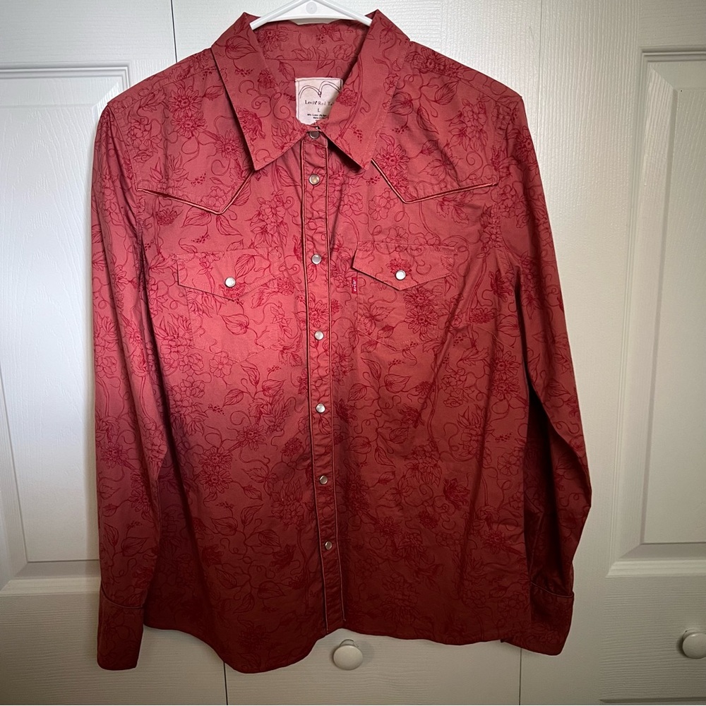 Levi’s Red Tag Women’s Red Floral Western Shirt Size Large